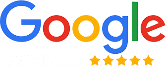 Google logo with five yellow stars