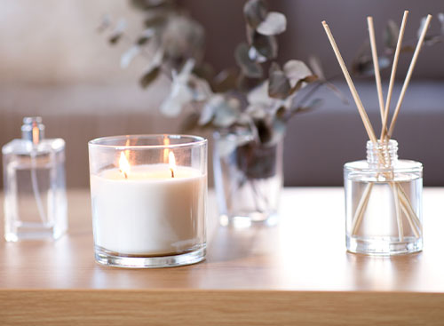scented candles on table 